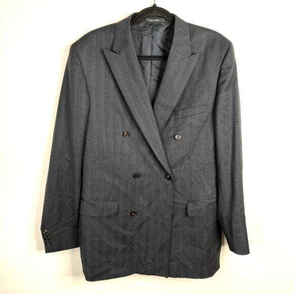 Hugo Boss Vintage Style Wool Pinstriped Al Capone Chicago Retro Blazer 42L - Picture 2 of 11